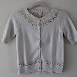 NWT Bonpoint Girls Button Front Short‎ Sleeve Cardigan Sandy Nights Gray 12